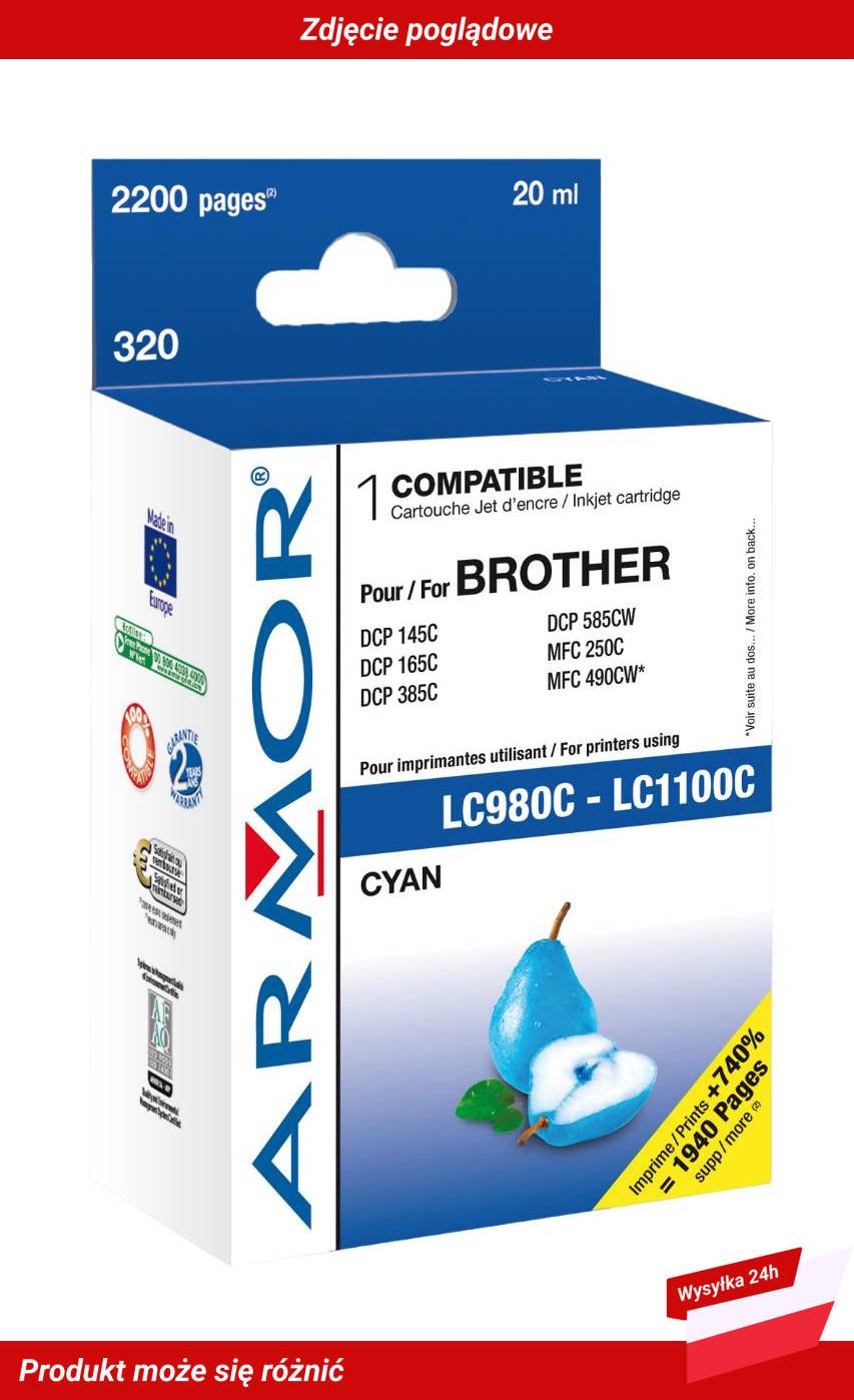 ARMOR FOR BROTHER MFC-6890CDW INK CARTRIDGE CYAN HIGH YIELD NON-OEM